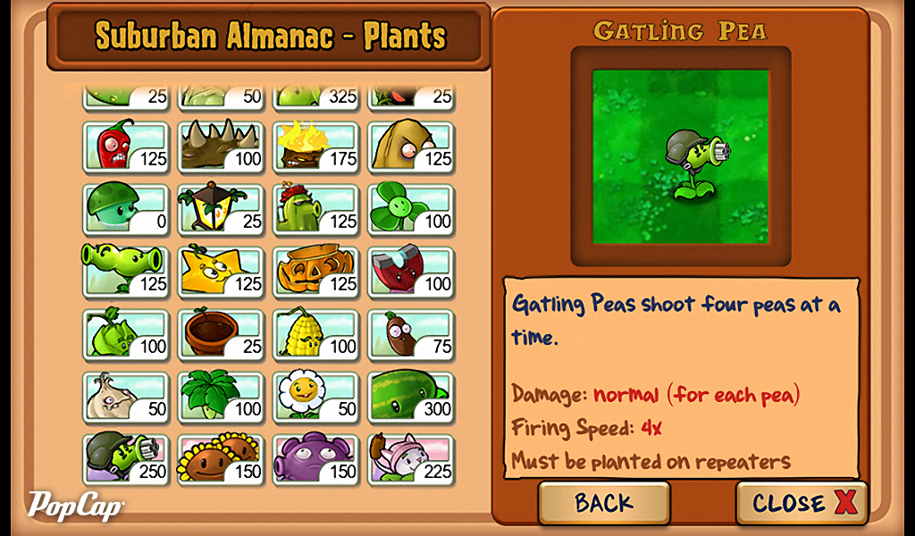 order number plants vs zombies popcap