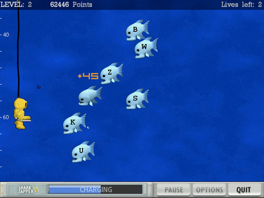 shark attack typing game